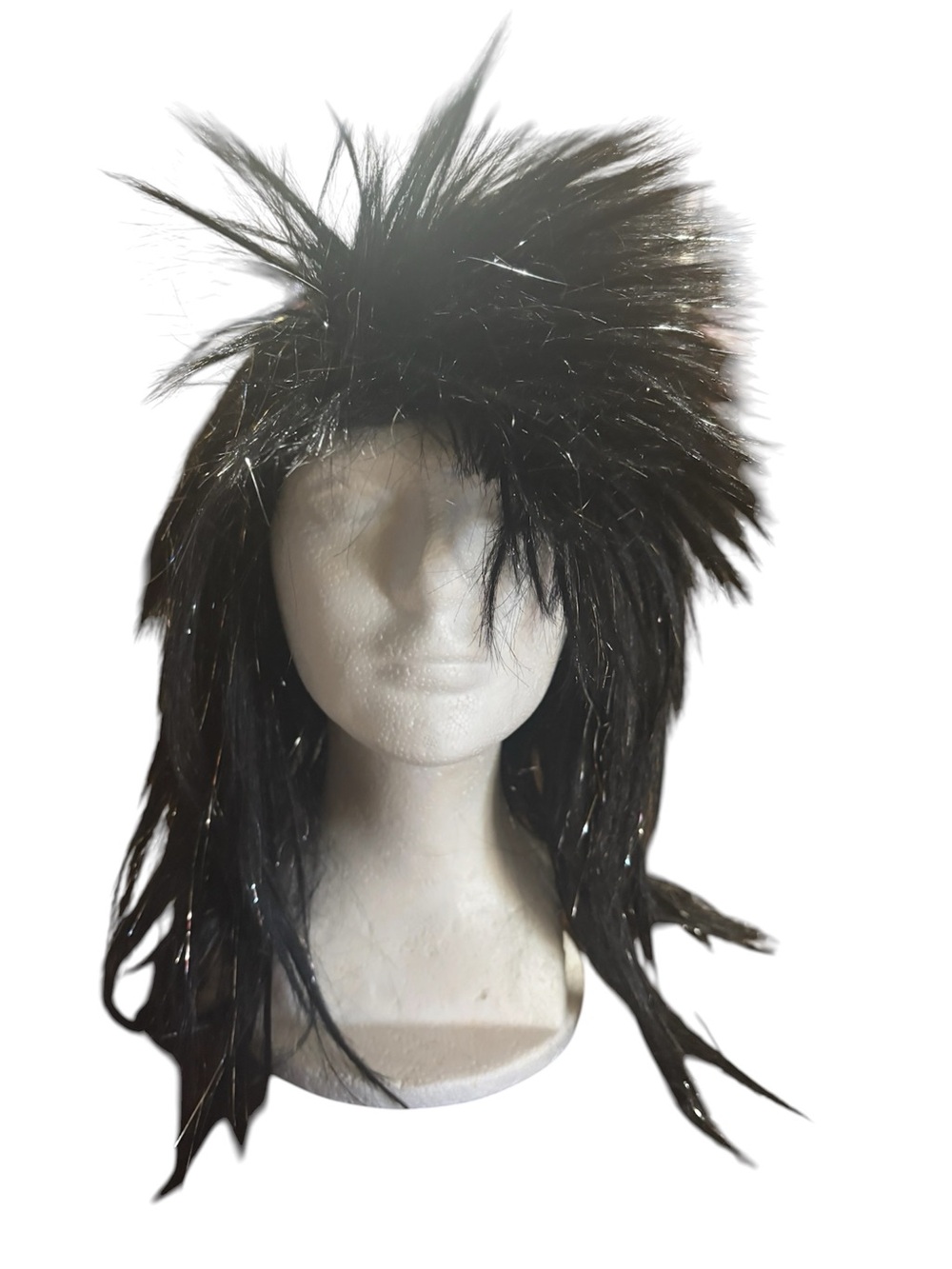 Be a rockstar!  Black sparkly spiky wig!
